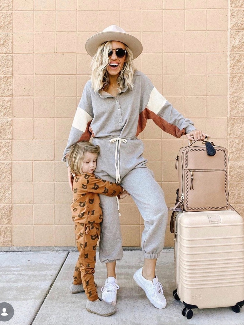 Casual Collared Drawstring Jumpsuit in Heather Gray with Rust Accents